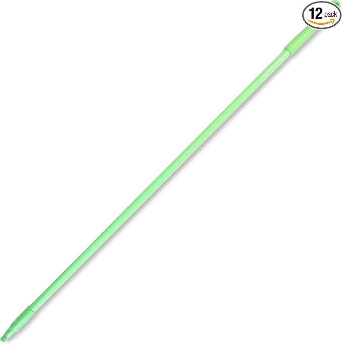 SPARTA Fiberglass Broomstick Replacement Broom Handle with Acme Threaded Tip for Industrial Cleaning Tools, Fiberglass, 60 Inches, Lime, (Pack of 12)