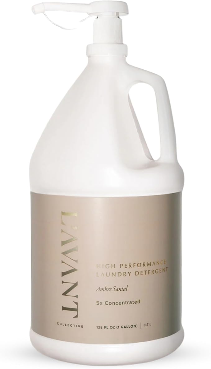 L'AVANT Collective Luxury Laundry Detergent | Ambre Santal | Natural Non-Toxic Liquid Laundry Soap with Enzymes | Bulk 1 Gallon, 5x Concentrated, Plant-Based, HE Compatible | 128 oz
