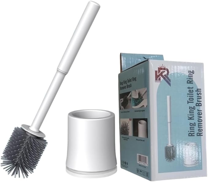 Ring King Toilet Ring Remover Bundle of Amazon Brand - Ring King Toilet Bowl Cleaners | Toilet Bowl Cleaner Liquid 32oz F Silicone Toilet Brush and Holder Set