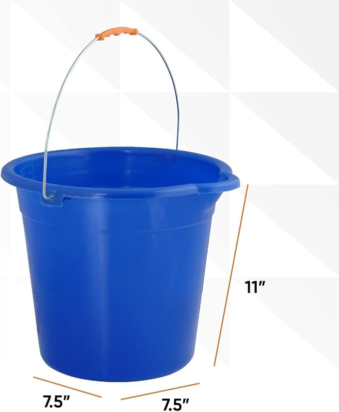 Mop Bucket 2.5 Gallon Bucket for Cleaning - Plastic Car Wash Bucket with Grip Handle - Royal Blue Small Durable Plastic Pail for Fishing, Mopping, Cleaning Camping -10 Liter
