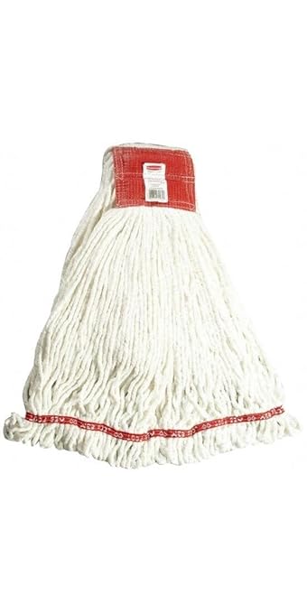 Rubbermaid Commercial Products Web Foot Shrinkless Wet Mop Replacement, Large, Orange, Heavy Duty Industrial Wet Mop for Floor Cleaning Office/School/Stadium/Lobby/Restaurant