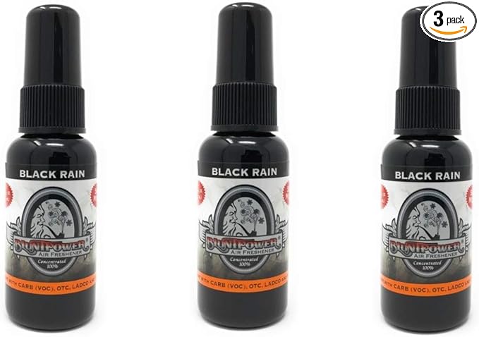 BluntPower 1 Ounce Bottle Oil Based Concentrated Air Freshener and Oil for Burner, Black Rain (Pack of 3)