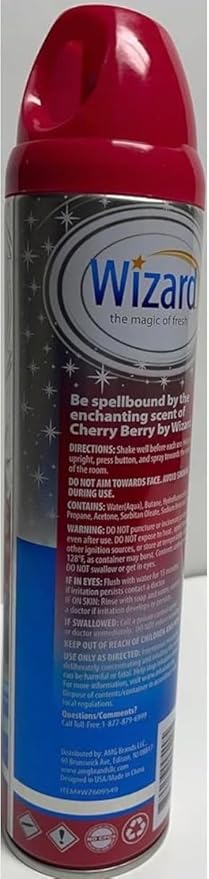 Wizard The Magic of Fresh | Odor Neutralizer & Air Freshener - 10 Oz. Cherry berry (Pack of 6) (Packaging May Vary)