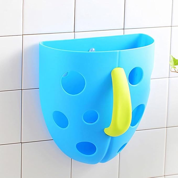 SUPVOX Wall-Mounted Bath Toy Organizer with Suction Cups Storage Pouch for Easy Cleanup and Quick Drying for Bathroom and Play Areas