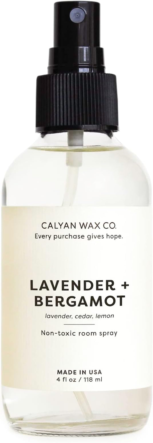 Calyan Wax Co. Lavender & Bergamot Room Spray - Clean Air Freshener - Natural Room Deodorizer - Air Freshener Spray for Home - 4 fl oz