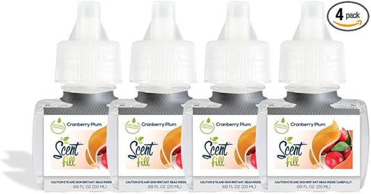 Scent Fill Cranberry Plum Plug in Air Freshener, 4 Scented Oil Refills
