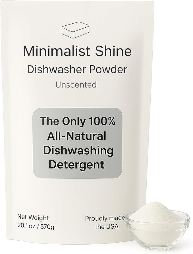 Dishwasher Detergent, 60 Loads, 100% Plastic-Free Dishwashing Soap, Eco-Friendly, All Natural Sustainable Dishwasher Powder, Cuts Grease and Grime, Non-Toxic and Unscented