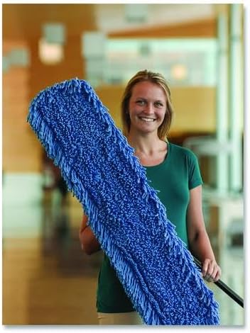 MaxiTwist Microfiber Dust Mop Head, 24" x 5", Fits Standard 5" Frames, Blue, Loop-End Microfiber, Washable, Slip-On Pocket, Commercial Floor Maintenance