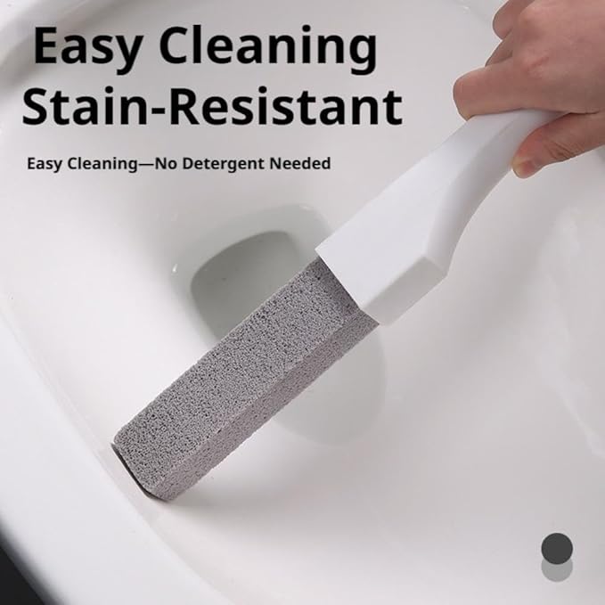 Pumice Stone Toilet Bowl Cleaner with Long Handle, Replaceable Cleaning Stone, Hard Water Stain Remover for Toilets, Bathtubs, Grills, Pools, Sinks, Household Cleaning Tool
