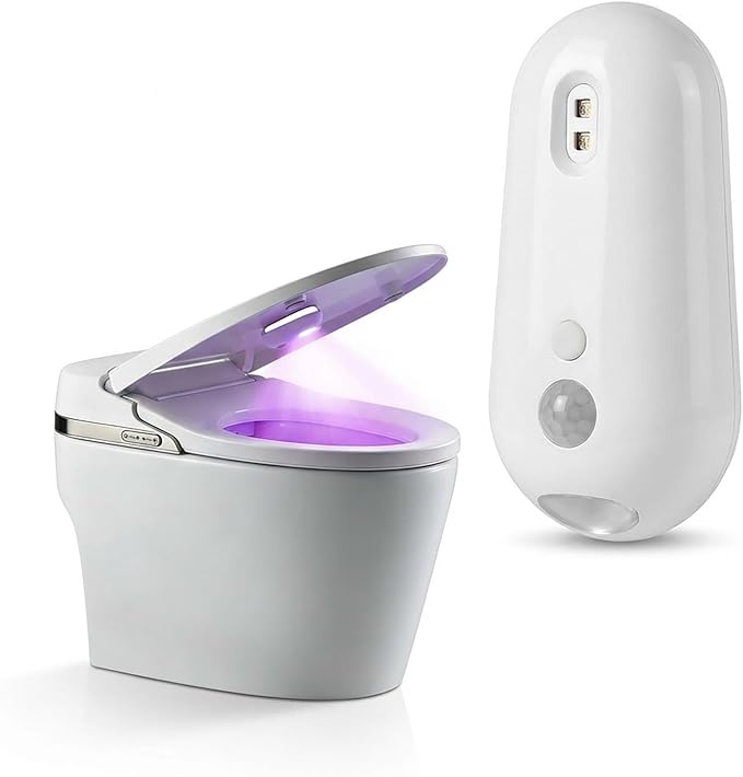 Purivio Self Cleaning UV Toilet Sanitizer Light, Motion Sensor Toilet Bowl Light, USB Rechargeable LED Night Light, Easy Install Bathroom Light for Night Use, Kids & Elderly Safe