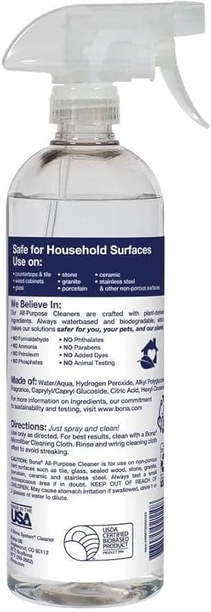 Bona All-Purpose Cleaner - Lime Basil Scent - 24 fl oz - Household Cleaner Cuts Through Tough Grease & Grime - Safe for Household Surfaces