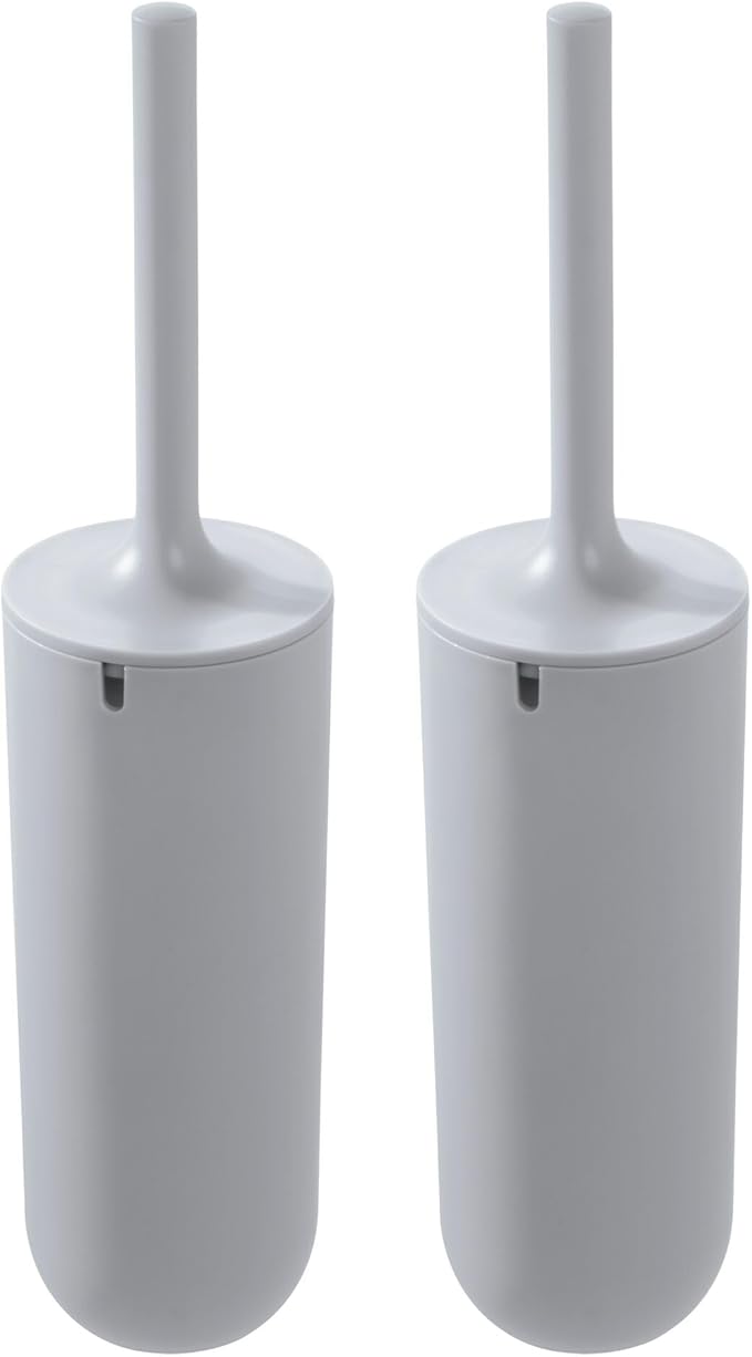 iDesign Toilet Holder for Bathroom Cleaning and Storage-Set of 2-Gray Bowl Brush
