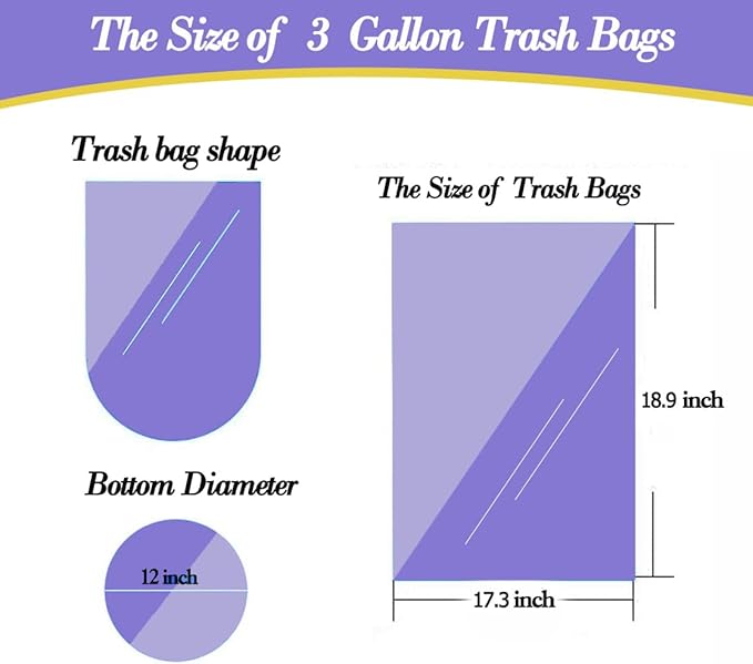 3 Gallon 120pcs (Fit 3-3.2 Gal) Small Clear Trash BagsPlastic Strong Clear Garbage Bags,Bathroom Trash Can Bin Liners,Waste Basket Liner,Fit 10-13 Liter, 3 Gallon,3.2Gallon