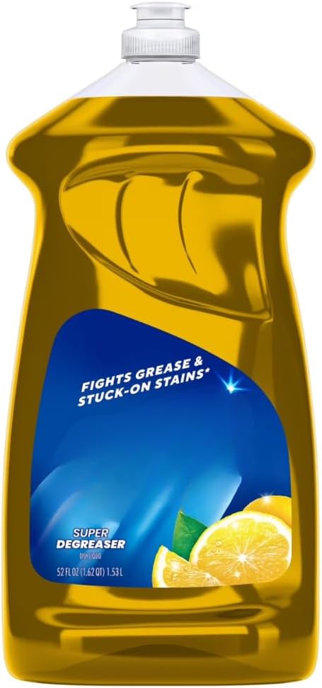 Liquid Dish Soap, Lemon Scent Dishwashing Liquid, Grease Cleaning Formula with Easy Flip Cap, Large 52 fl oz Bottle for Kitchen Use