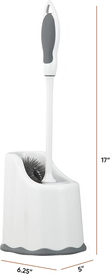Superio Toilet Bowl Brush and Holder with Under Rim Cleaner for Bathroom, Toilet Brush and Caddy with Non Scratch Bristles and Under Rim Lip Brush