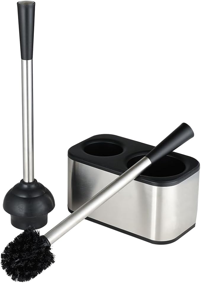 American Dream Toilet Plunger and Bowl Brush Combo – 2-in-1 Bathroom Cleaning Set with Holder, Compact Space-Saving Toilet Brush & Heavy-Duty Plunger for Home & Office