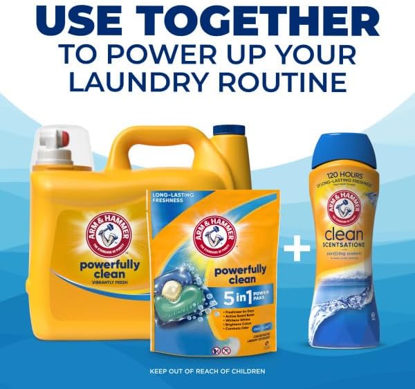 ARM & HAMMER Liquid Laundry Detergent, Powerfully Clean, Clean Burst Scent, More Loads, 205 Loads, 205 Fl Oz