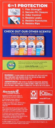 Hefty Ultra Strong 13 Gallon Trash Bags, Tall Kitchen Trash Bags 13 Gallon Size, Drawstring Closure, Continuous Odor Control, White, Unscented, 40 Bags (Pack of 6)