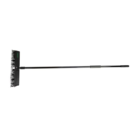 Restaurantware-Clean Tek Professional 17.13 Inch Push Broom, 1 Heavy-Duty Broom with 59â€ Handle - Heavy Bristles, 2 Handle Attachment, Wooden, Commercial Use, for Deck, Garage, Yard, Patio