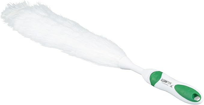 Restaurantware Cleaning Dusters 1 Pack of 16.2 x 2.3X 2.3 Inch Head Washable Static Dusting Wand Non-Slip Handle Plastic Green and White Dusting Tool for Hard-to-Reach Areas