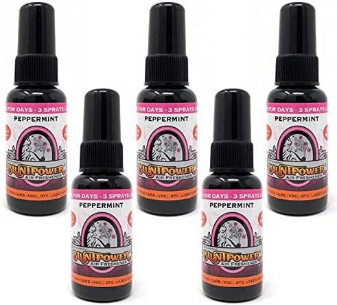 BluntPower (Peppermint, 5 Pack) Concentrated Air Freshener - Premium Oil Based Air Freshener Spray For Home and Car - Long-Lasting Bathroom Spray, Car Freshener, & Odor Eliminator Spray