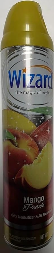 Wizard The Magic of Fresh | Odor Neutralizer & Air Freshener - 10 Oz. Mango peach (Pack of 6) (Packaging May Vary)