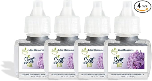 Scent Fill Lilac Blossoms Plug in Air Freshener, 4 Scented Oil Refills
