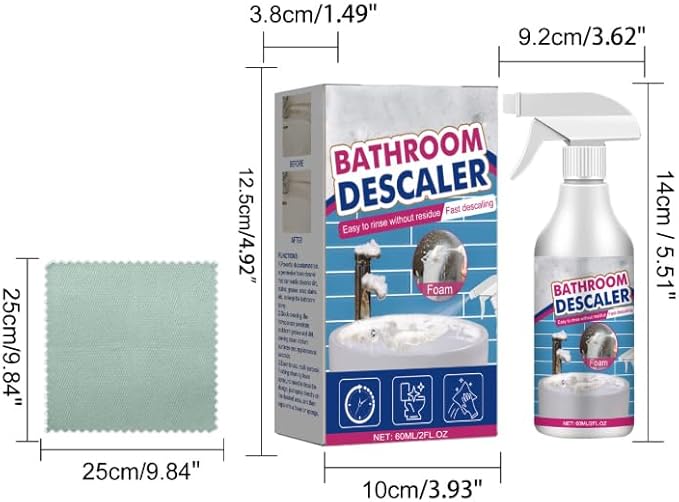 2025 New Bathroom Descaler Foam Cleaner, All Purpose Rinse Cleaning Foams Spray, Stubborn Stains Cleaner, Suitable for Faucets Bathtubs Tiles Glass (4pcs)