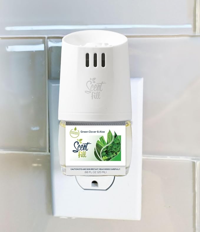 Scent Fill Green Clover & Aloe Plug in Air Freshener, 4 Scented Oil Refills