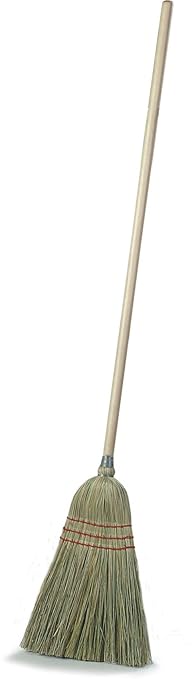 Carlisle FoodService Products 4134967 Corn Blend Warehouse Broom Straw with Wood Handle, 10" Bristle Trim, 55" Length, Natural (Case of 12)