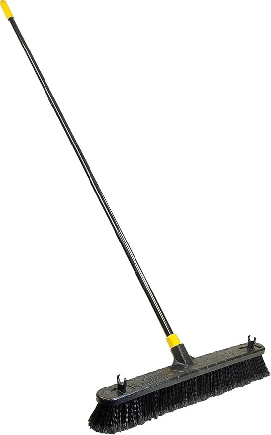 Quickie Bulldozer Smooth Surface Push Broom 24 inch, Black, Sweep and Clean Tile/Sealed Concrete/Other Hard Flooring, Indoor/Outdoor Use/Heavy Duty Cleaning
