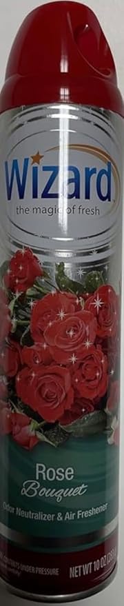 Wizard The Magic of Fresh | Odor Neutralizer & Air Freshener - 10 Oz. Rose bouquet (Pack of 6) (Packaging May Vary)