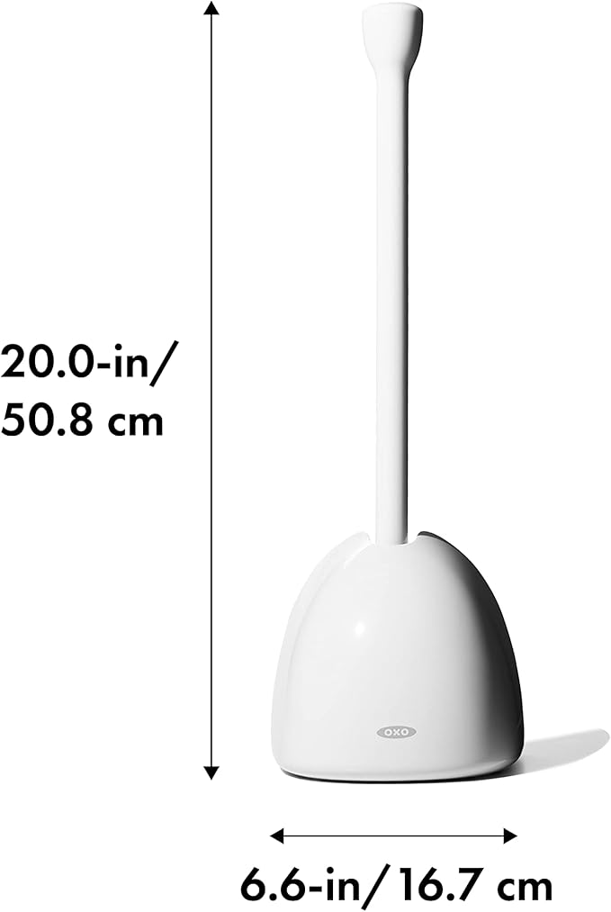 OXO Good Grips Compact Toilet Brush & Canister (White) and OXO Good Grips Toilet Plunger with Cover (White)