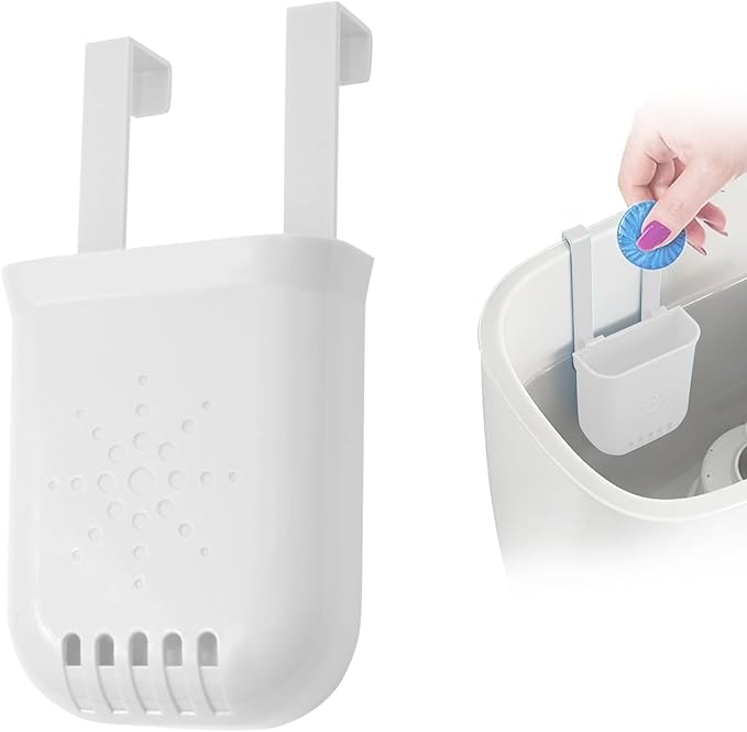 Controlled Release Toilet Bowl Cleaner Tablets Holder, Universal Toilet Tank Cleaner Dispenser with Adjustable Hooks, Hanging Bleach Tablet Bracket for Long-Lasting Cleaning, Prevents Tank Buildup