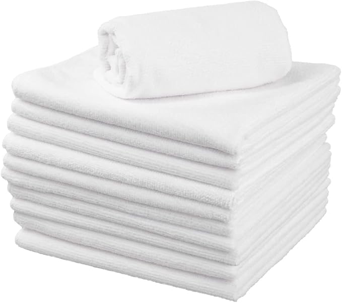 Restaurantware Clean Tek Professional 16 x 16 Inch Cleaning Cloths 100 Lint Free Microfiber Towels - Highly Absorbent Non Abrasive White Microfiber Cleaning Rags Reusable For All Purpose Use