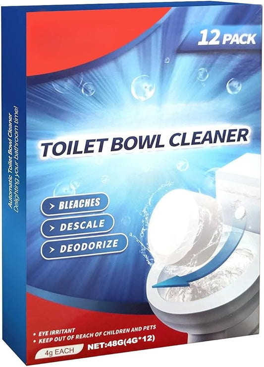 Toilet Bowl Cleaner Tablets 12 Packs, Household Toilet Cleaner with Bleach for Deodorizing and Descaling, Bathroom Cleaner Fresh Scent, Compatible with effective to use Works with Toilets