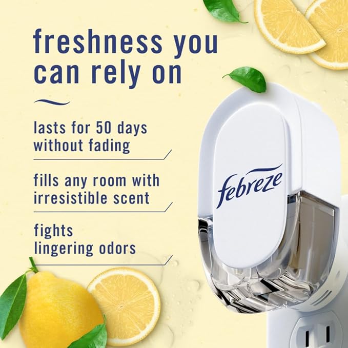 Febreze Plug In Air Freshener, Odor-Fighting Scented Oil Refill, Kitchen Odor Fighter, 2 Refills
