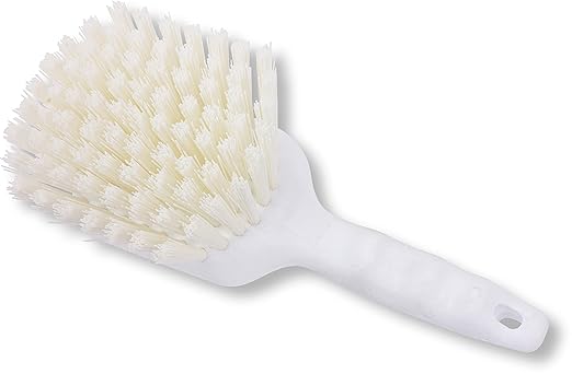 SPARTA 40541EC02 Plastic Scrub Brush, Utility Brush, Kitchen Brush With Hanging Hole For Cleaning, 8 Inches, White - (Pack of 1)