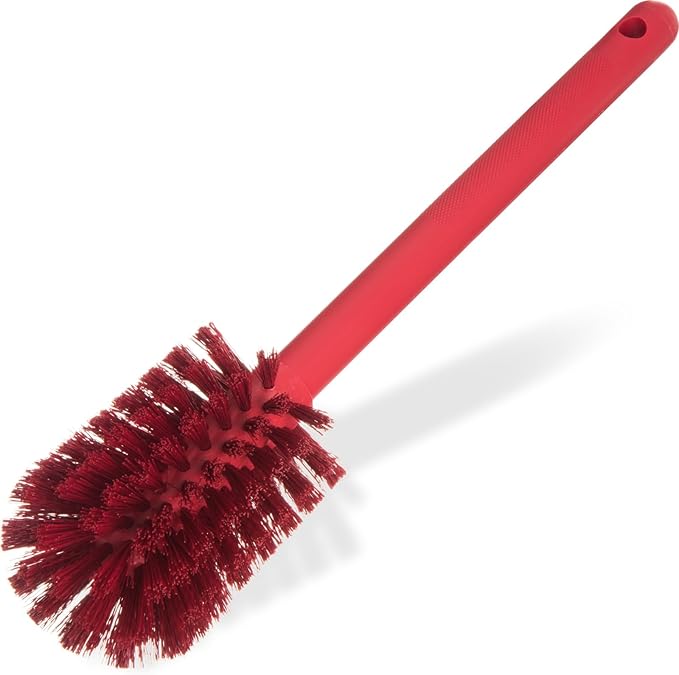SPARTA Large Water Bottle Brush Ideal for Wide-Mouth Jars, Bottles and Tumblers, Dishwashing Tool with Handle for Home and Commercial Kitchens, Plastic, 12 Inches, Red