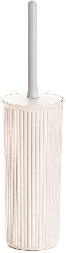 Eco-Friendly Decorative Plastic Toilet Bowl Brush and Holder Set, (1 Pack) Cleaner Scrubber for Bathroom - Ribbed Design