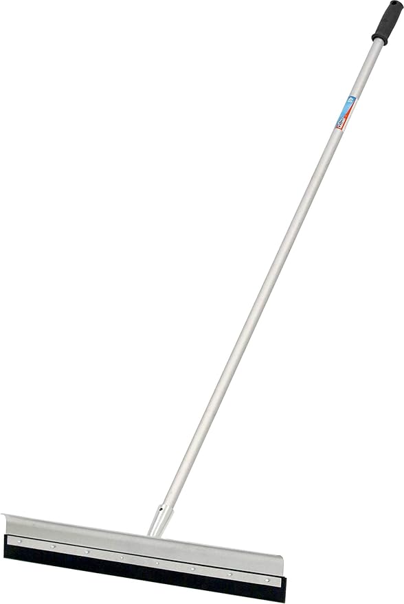 Unger Professional AquaDozer Max Kit, 24” Smooth Surface Straight Floor Squeegee and 48” Dual End Pole, Scrubber and Broom for Clean and Dry Concrete Floors and Asphalt