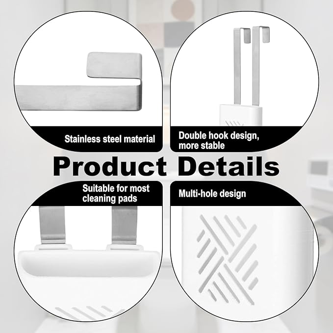 2pcs Toilet Tank Holder, White Hanging Caddy Bracket with Double Hook & Multi-Hole Design Fits Most Standard Toilet Bowl Tanks Easy Installation Supplies Accessories