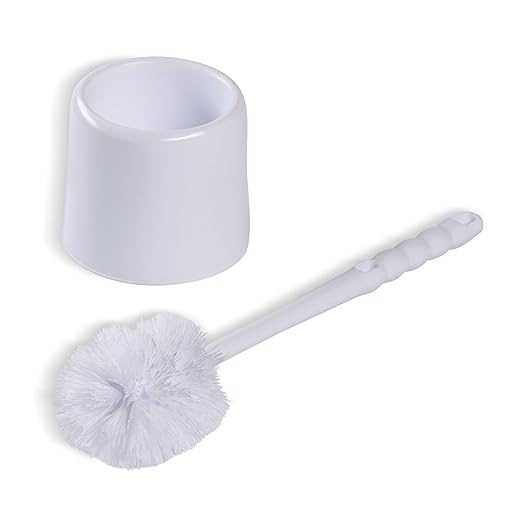Sparta 16-Inch Durable Toilet Brush with Storage Holder, Bowl Brush with Caddy with Sturdy Polypropylene Bristles for Effective Cleaning, White Plastic Handle for Secure Grip, White (Pack of 24)