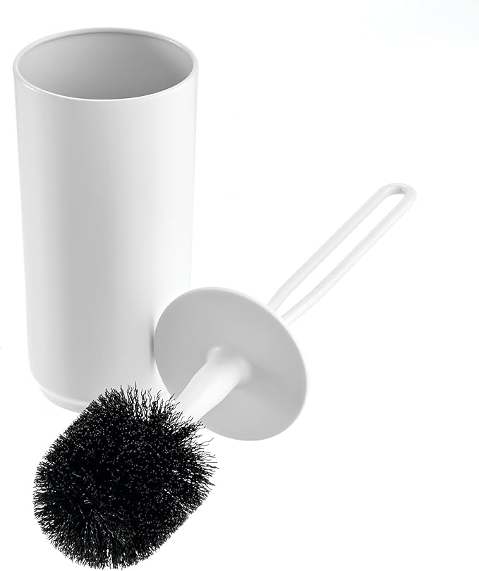 iDesign Stainless Steel Toilet Brush and Holder for Bathroom - Matte White