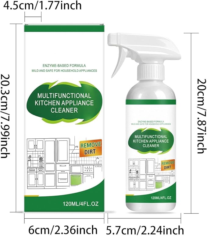 Multifunctional Kitchen Appliance Cleaner, Natural Kitchen Cleaner Spray, Keep the Surface Clean and Bright, Easy to Use, 120ml/4oz (2Pcs)