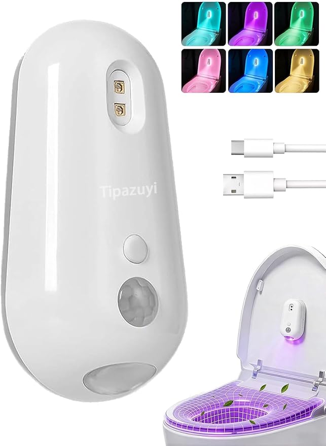 Self Cleaning UV Toilet Sanitizer and Night Light, Motion-Activated, USB Rechargeable, Night Light Toliet, Adhesive-Mounted for Shared Bathrooms, for Elderly(1PC)