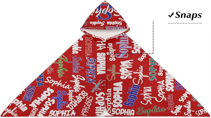 Custom Hooded Bath Beach Towel for Kids, 50"x24" Inch Cotton Soft with Hood for Toddler, Boys, Girls - Wrap/Bathrobe for Pool, Travel, Camping, Swimming, Solid Red Color