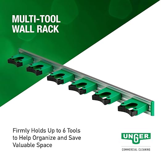 Unger Commercial Mop and Broom Holder Wall Mount (Case of 5) - Quick-Snap Mop, Tool & Pole Holders 28", Aluminum/Plastic, Ideal for Organizing Cleaning Tools - H0700