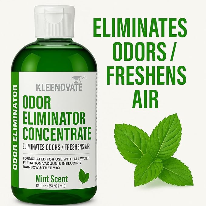 Odor Eliminator Air Freshener & Deodorizer Concentrate, Compatible for Rainbow, Sirena, Thermax, Prolux - Biodegradable Formula for Spraying & Water Based Vacuums - 12 fl oz. (Mint)