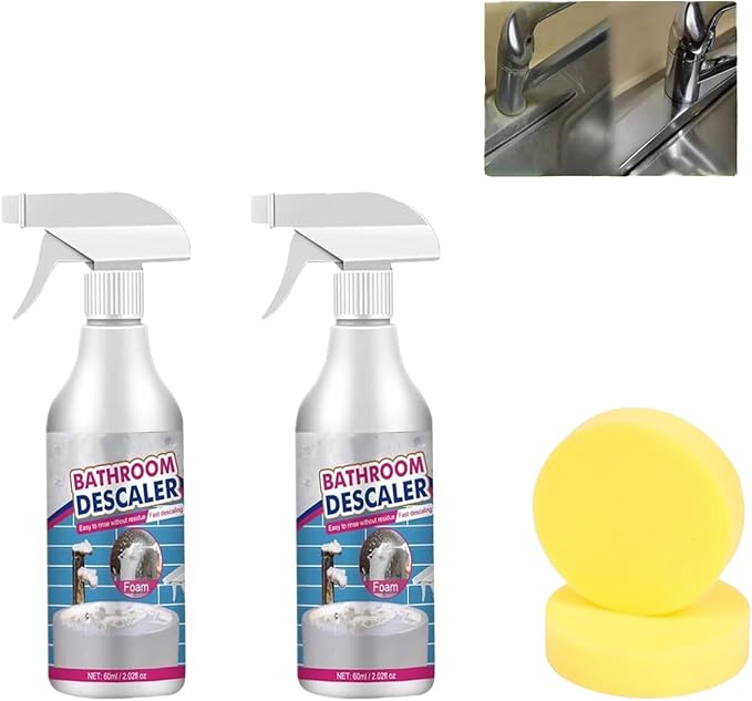 Bathroom Descaler Foam Cleaner Spray, Descaler Stubborn Stains Cleaner Foam Bathroom Toilet, 2024 New Foaming Bathroom Shower Bleach Cleaner Spray Foam Glass Cleaner for Kitchen Cleaning (2)